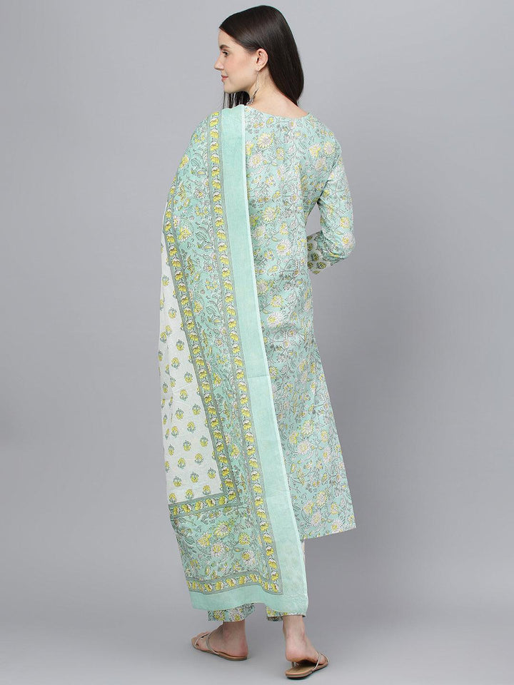 Mint-Green-Pure-Cotton-Floral-Printed-3-Piece-Kurta-Set