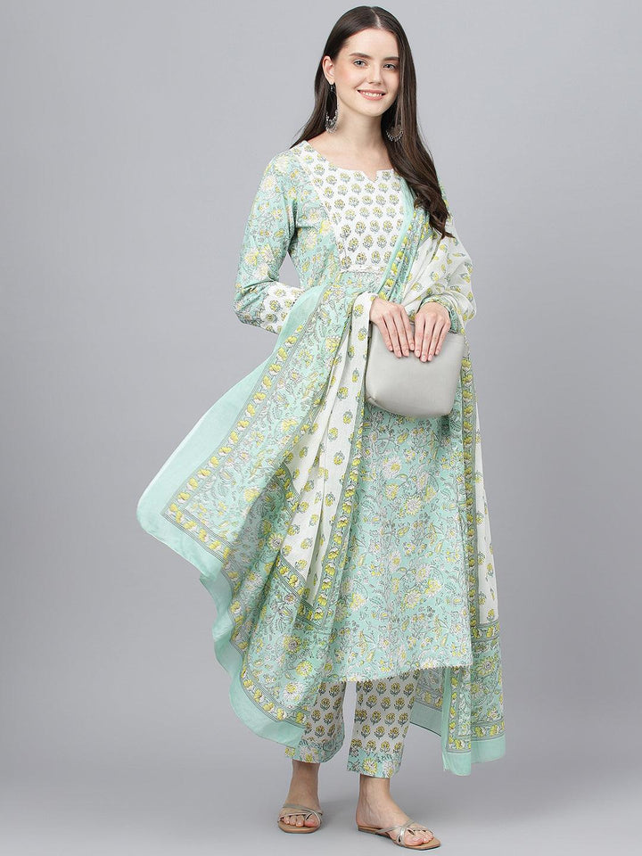 Mint-Green-Pure-Cotton-Floral-Printed-3-Piece-Kurta-Set
