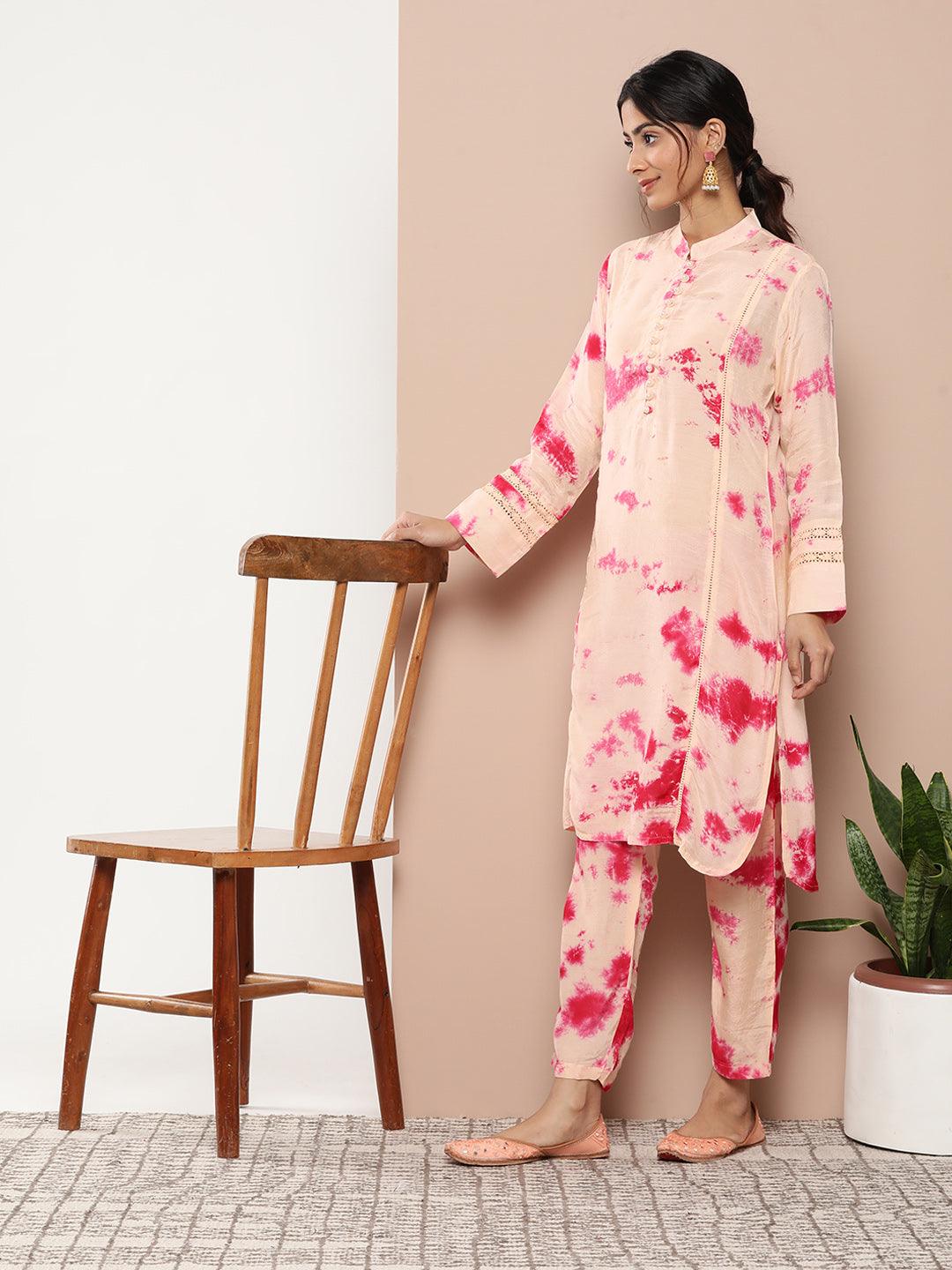 Dusty-Pink-Silk-Blend-Tie-And-Dye-Printed-3-Piece-Kurta-Set