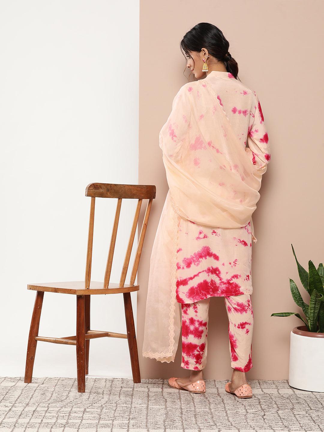 Dusty-Pink-Silk-Blend-Tie-And-Dye-Printed-3-Piece-Kurta-Set