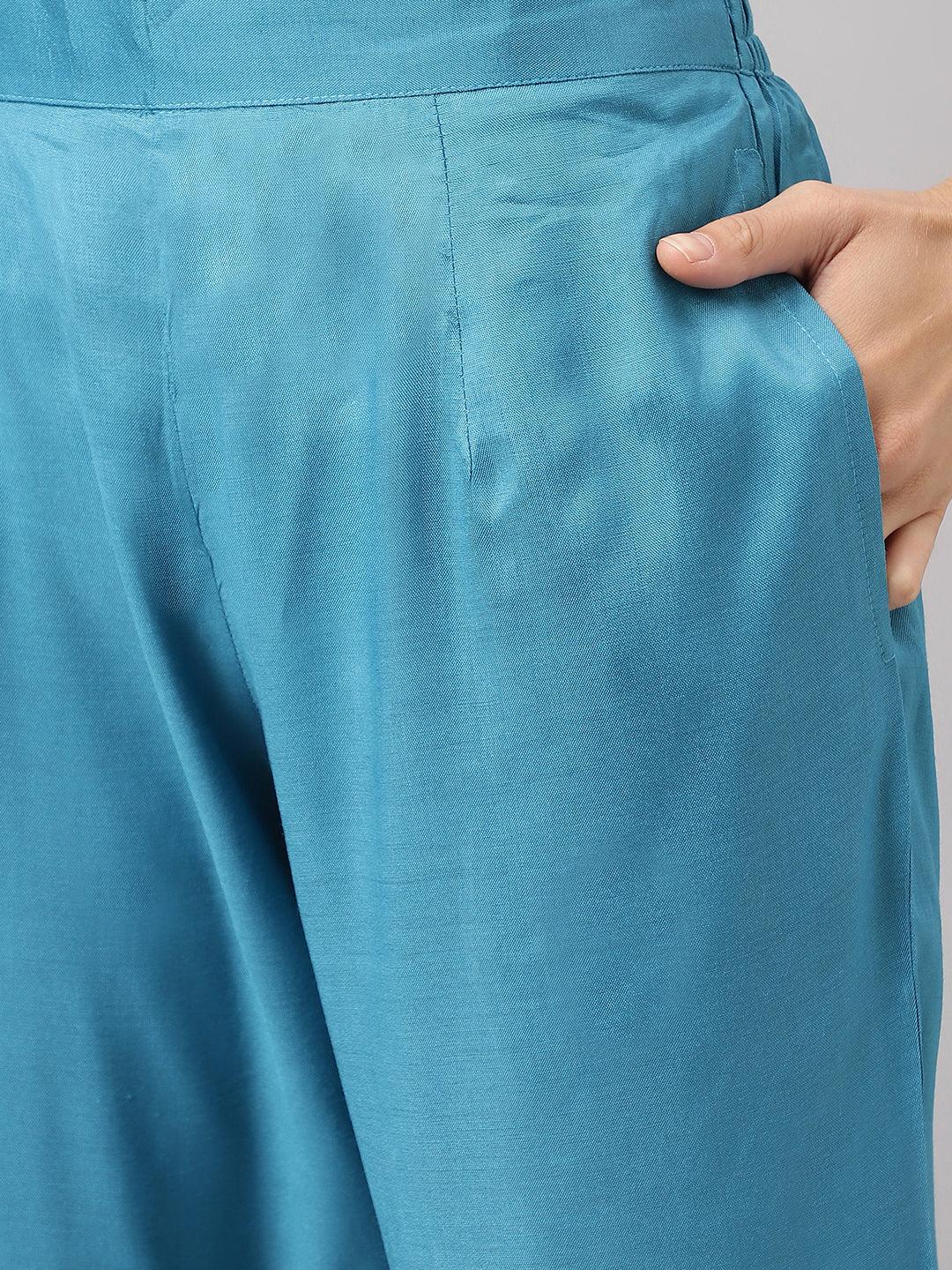 Teal-Blue-Muslin-Embroidery-3-Piece-Kurta-Set