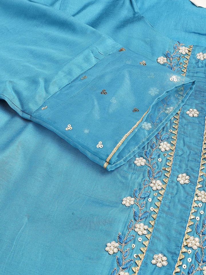 Teal-Blue-Muslin-Embroidery-3-Piece-Kurta-Set