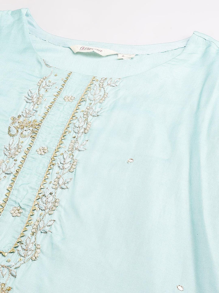 Sea-Green-Muslin-3-Piece-Kurta-Set-With-Organza-Dupatta