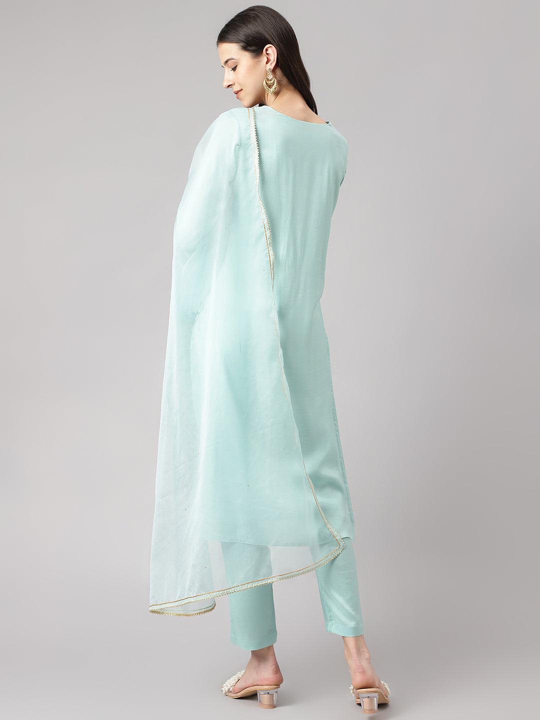 Sea-Green-Muslin-3-Piece-Kurta-Set-With-Organza-Dupatta