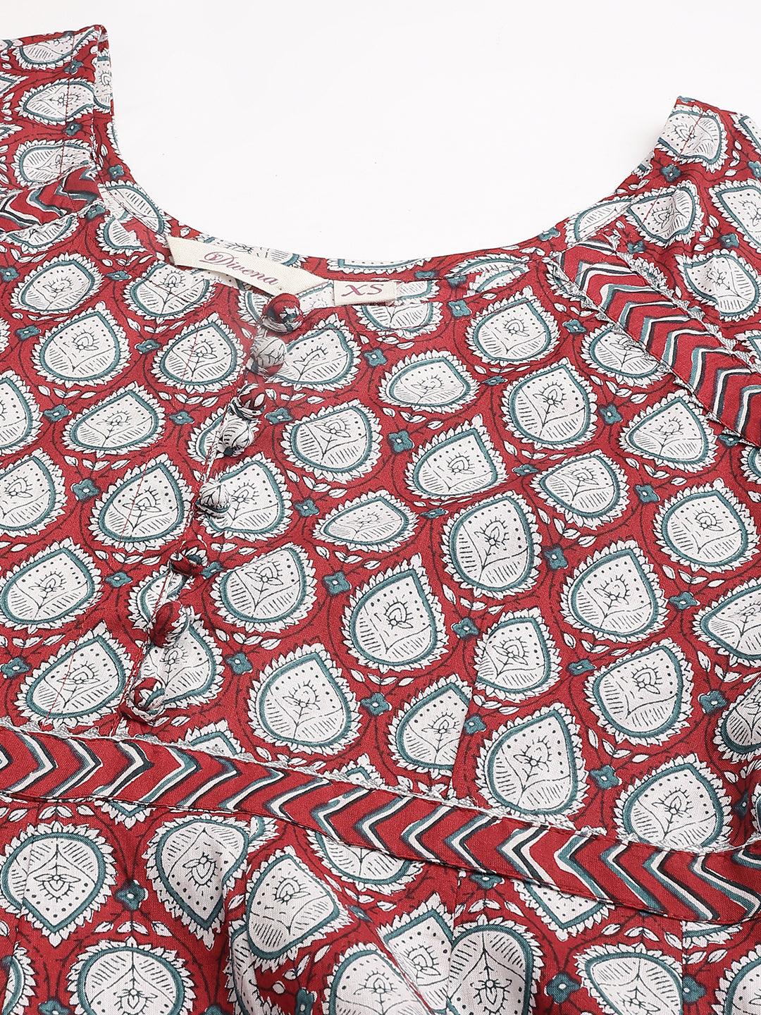 Maroon-Cotton-Anakali-3-Piece-Kurta-Set