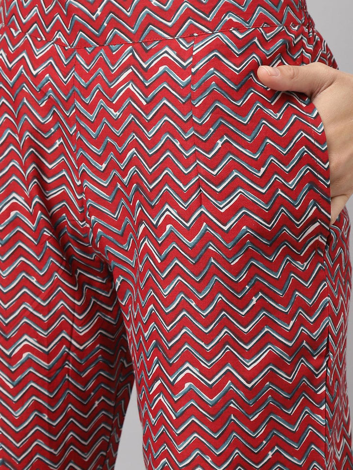 Maroon-Cotton-Anakali-3-Piece-Kurta-Set
