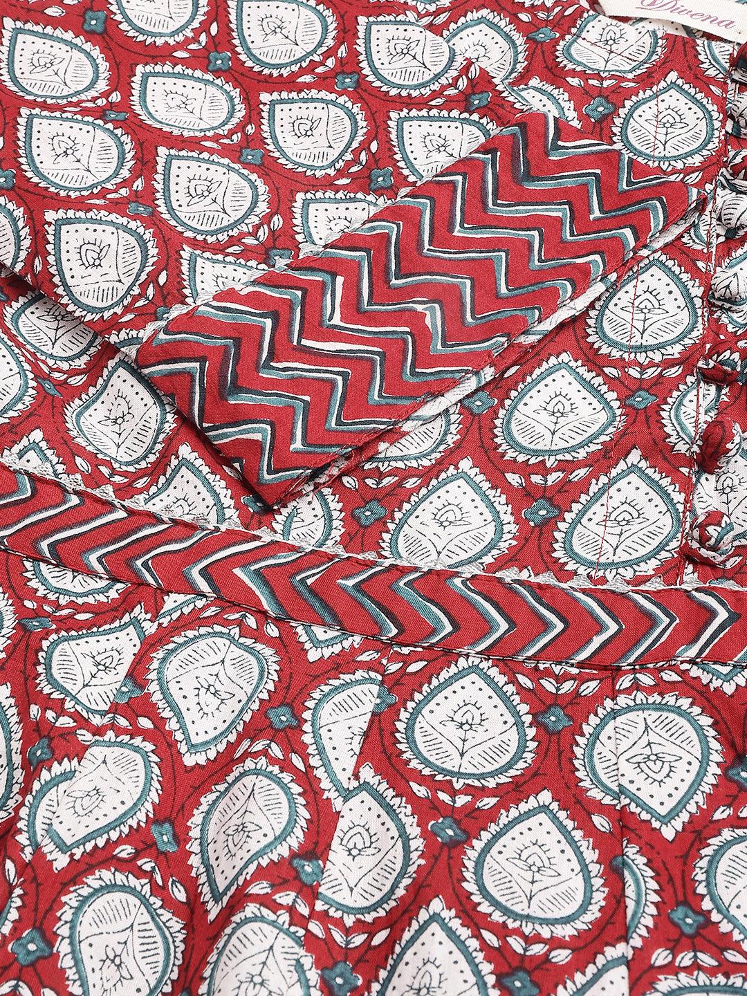 Maroon-Cotton-Anakali-3-Piece-Kurta-Set