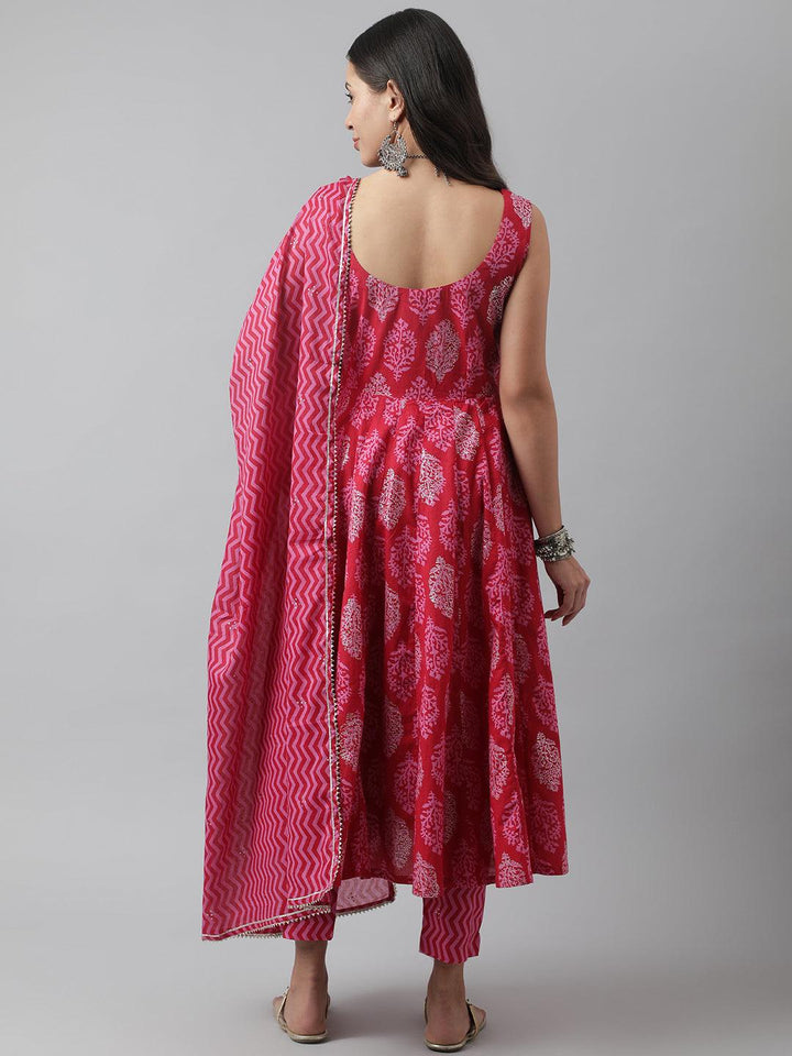 Red-Cotton-Floral-Printed-Straight-3-Piece-Kurta-Set