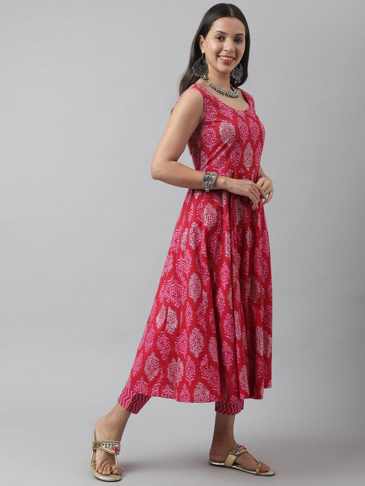 Red-Cotton-Floral-Printed-Straight-3-Piece-Kurta-Set