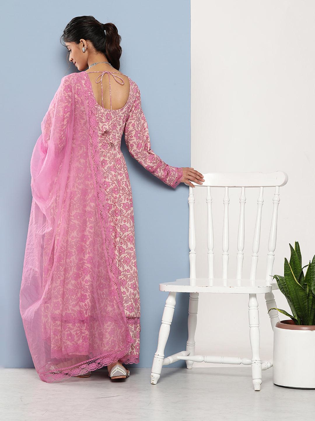 Lilac-Pure-Cotton-Floral-Printed-3-Piece-Anarkali-Set