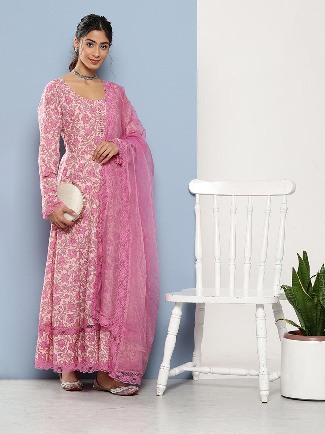 Lilac-Pure-Cotton-Floral-Printed-3-Piece-Anarkali-Set
