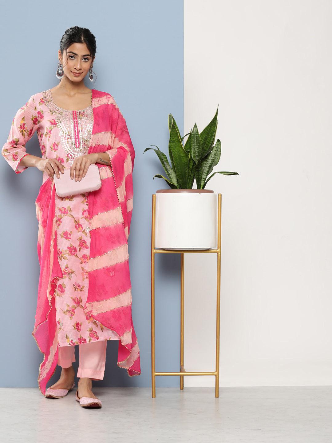 Pink-Pure-Cotton-Floral-Printed-3-Piece-Kurta-Set-S