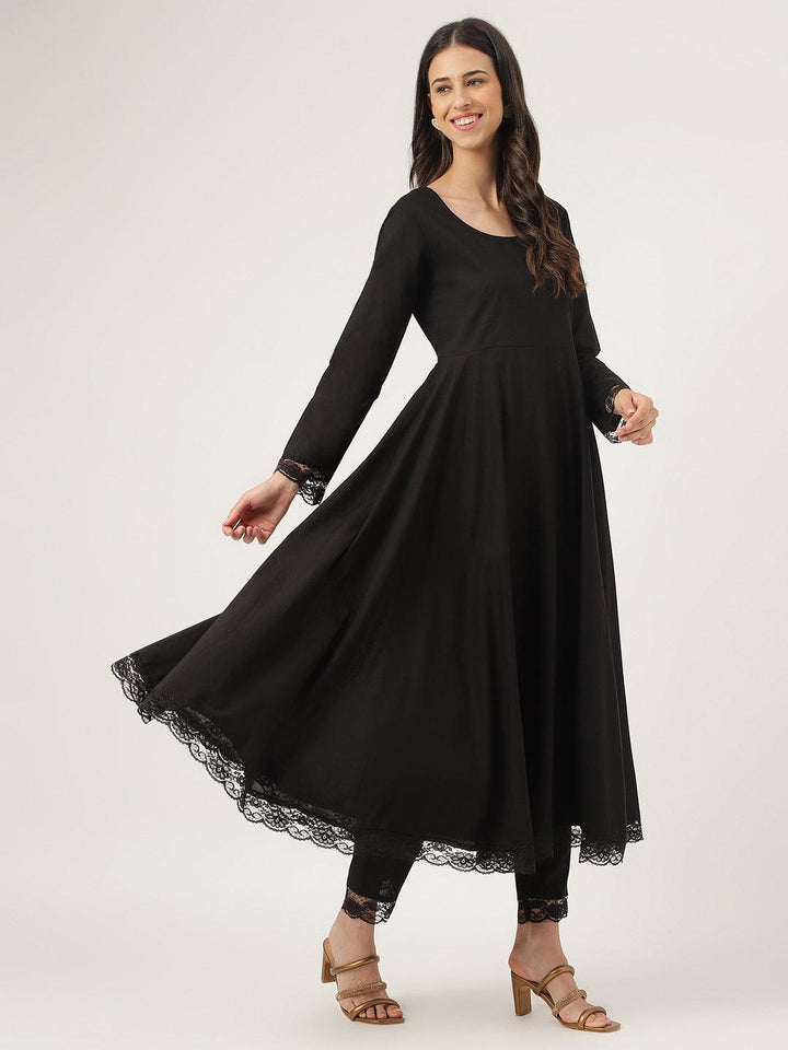 Black-Pure-Cotton-Solid-3-Piece-Anarkali-Set