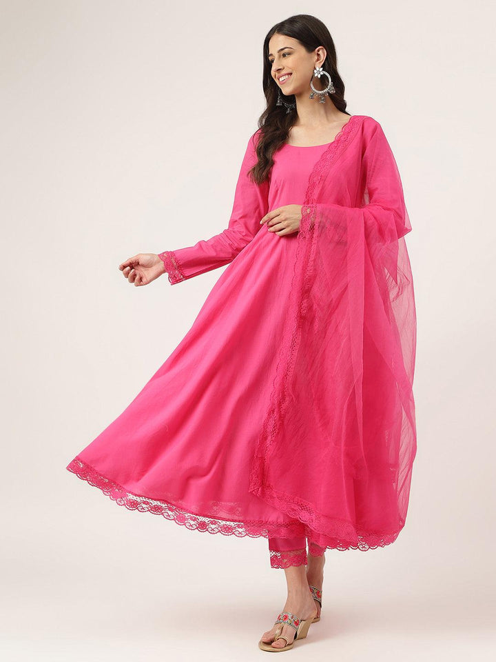 Pink-Pure-Cotton-Solid-3-Piece-Anarkali-Set