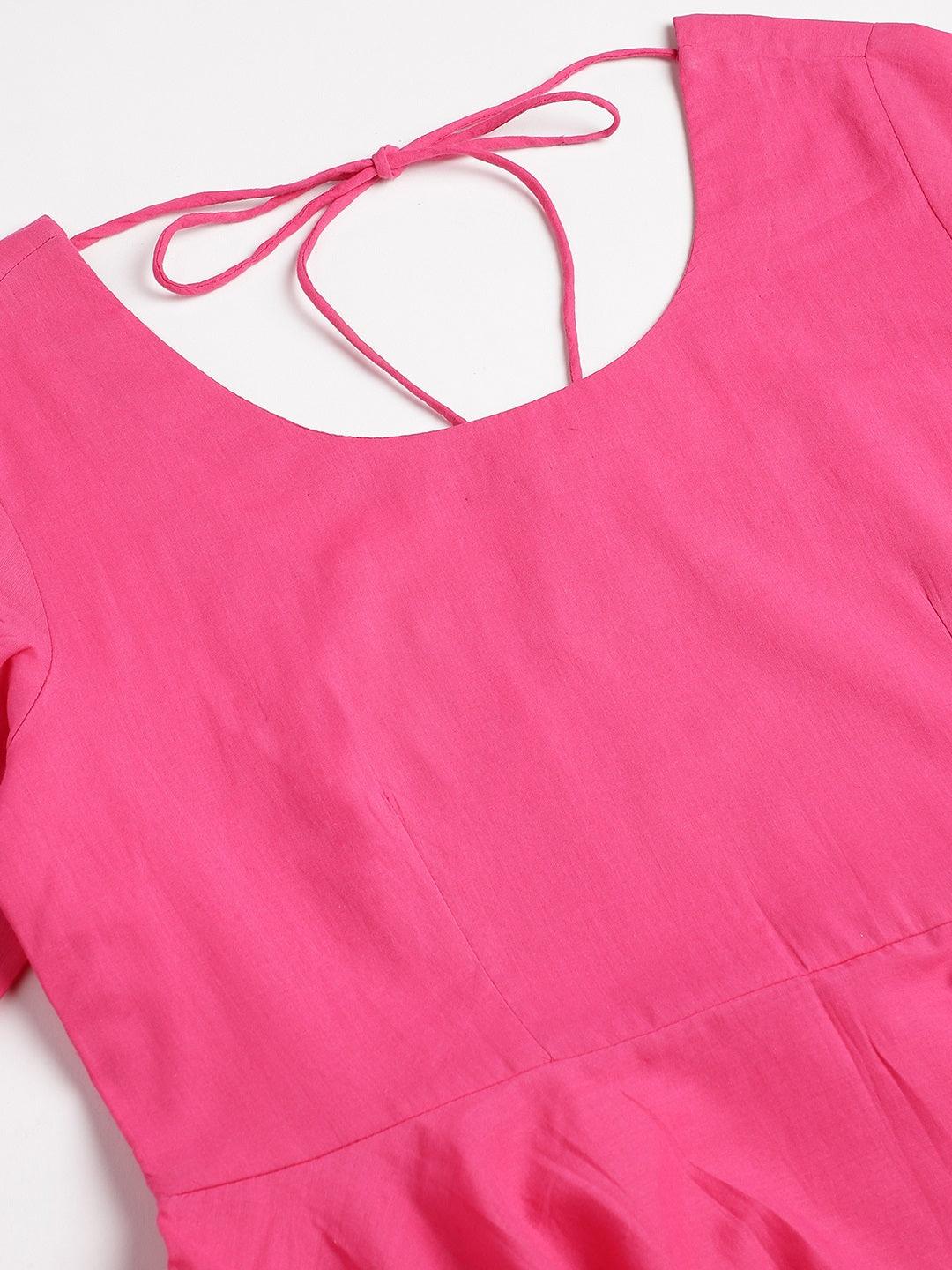 Pink-Pure-Cotton-Solid-3-Piece-Anarkali-Set