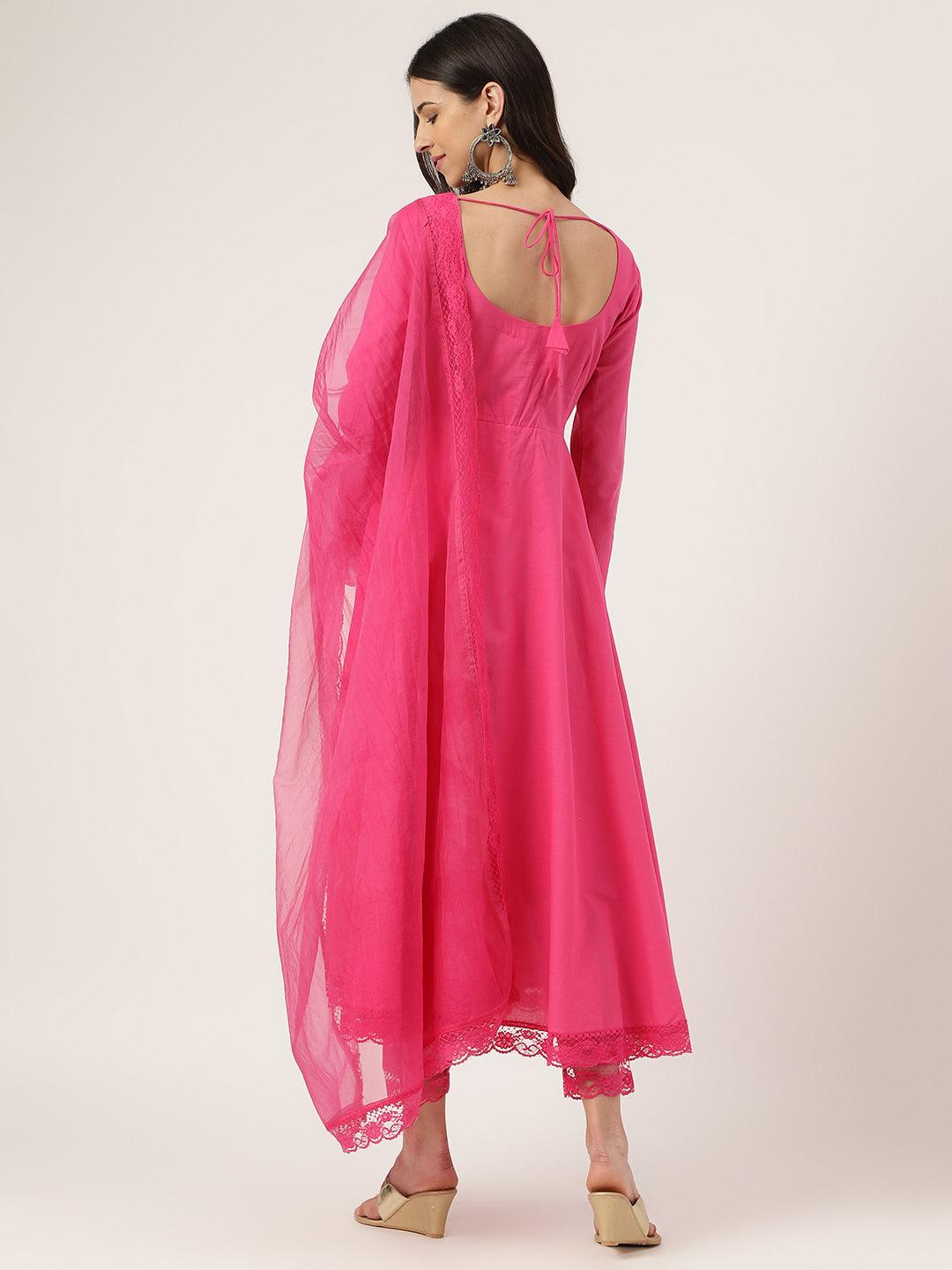 Pink-Pure-Cotton-Solid-3-Piece-Anarkali-Set