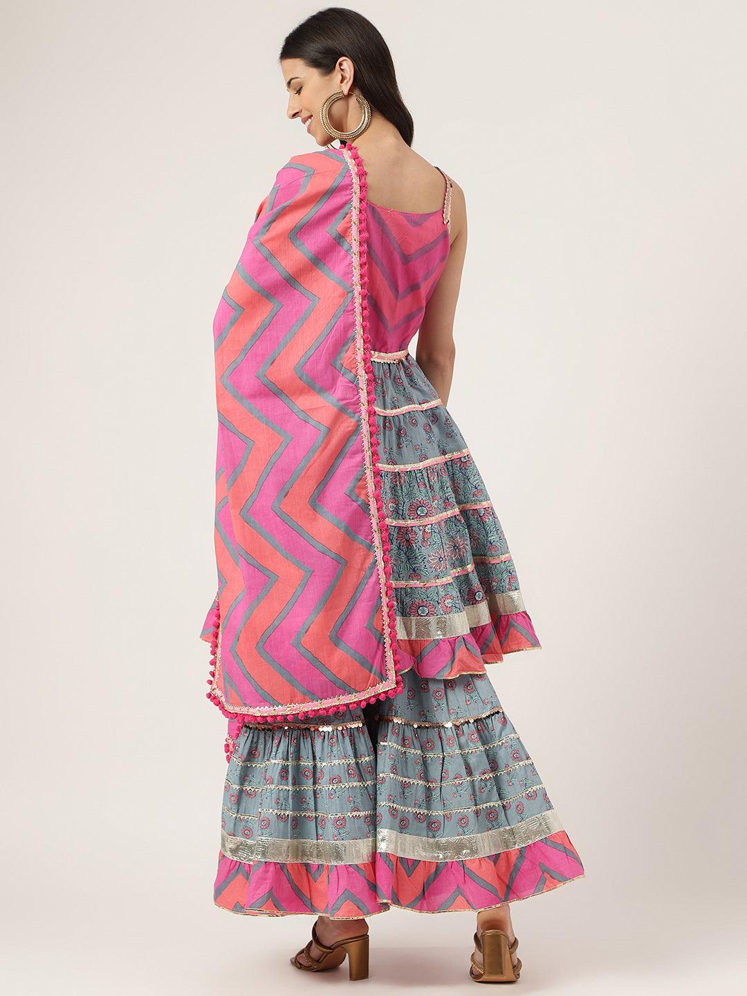 Turquoise-Blue-Cotton-Sleeves-Less-3-Piece-Sharara-Set