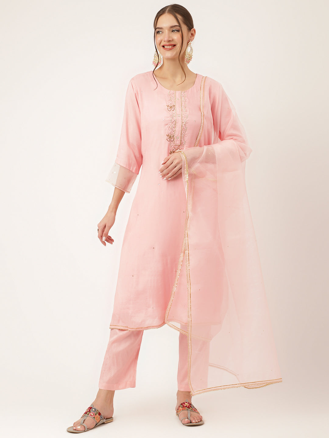 Baby-Pink-Chanderi-Embroidered-3-Piece-Kurta-Set