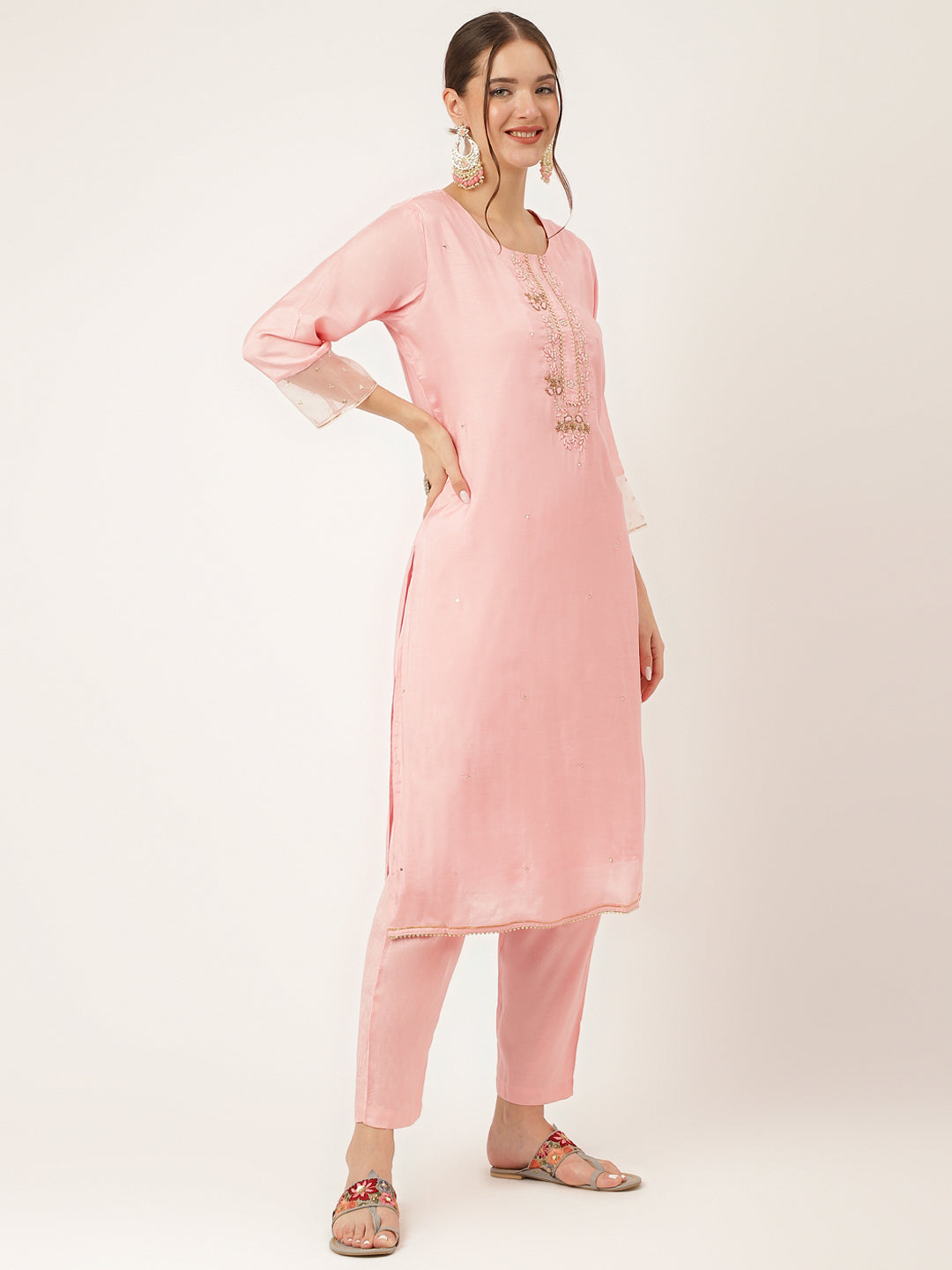 Baby-Pink-Chanderi-Embroidered-3-Piece-Kurta-Set