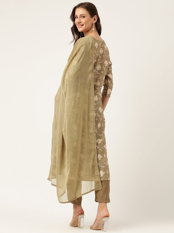 Olive-Cotton-Embroidered-Cotton-3-Piece-Kurta-Set