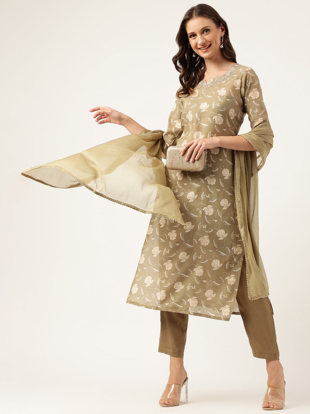 Olive-Cotton-Embroidered-Cotton-3-Piece-Kurta-Set