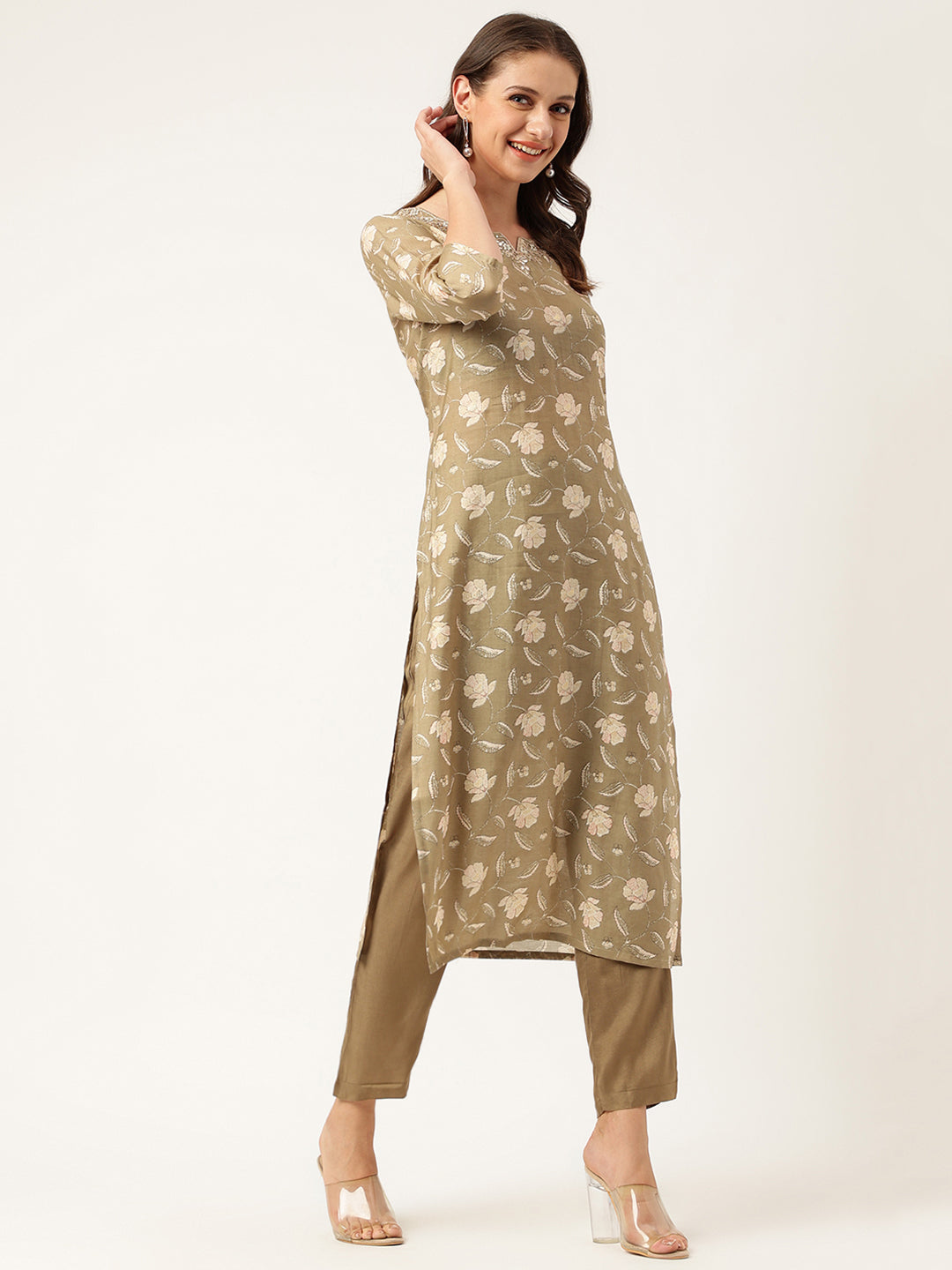 Olive-Cotton-Embroidered-Cotton-3-Piece-Kurta-Set