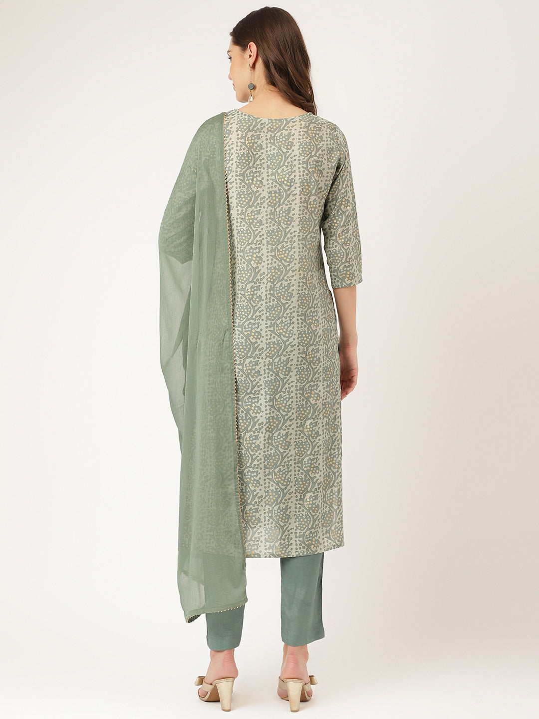 Green-Chanderi-Print-3-Piece-Kurta-Set