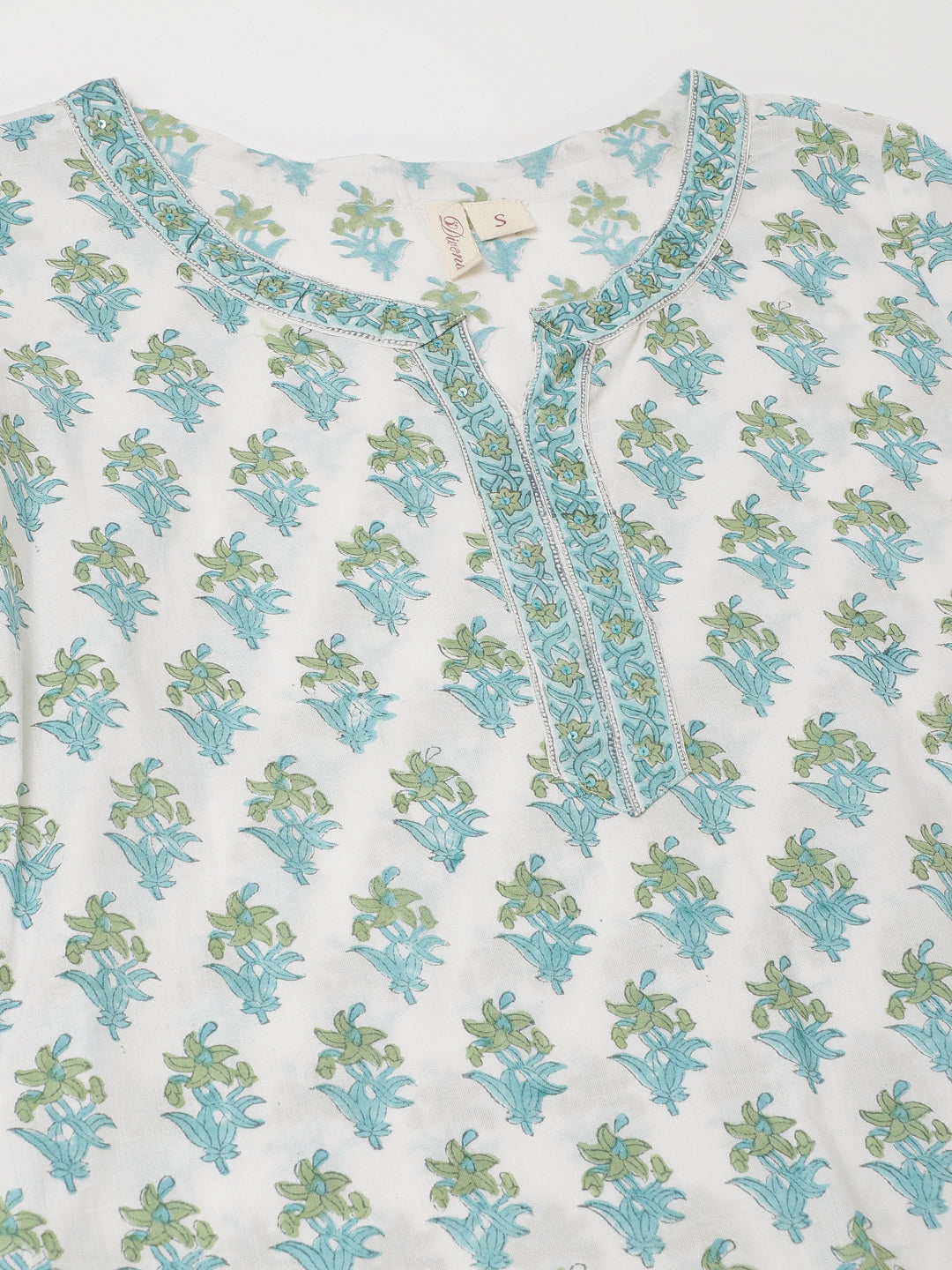 Light-Green-Cotton-Hand-Block-Print-3-Piece-Kurta-Set