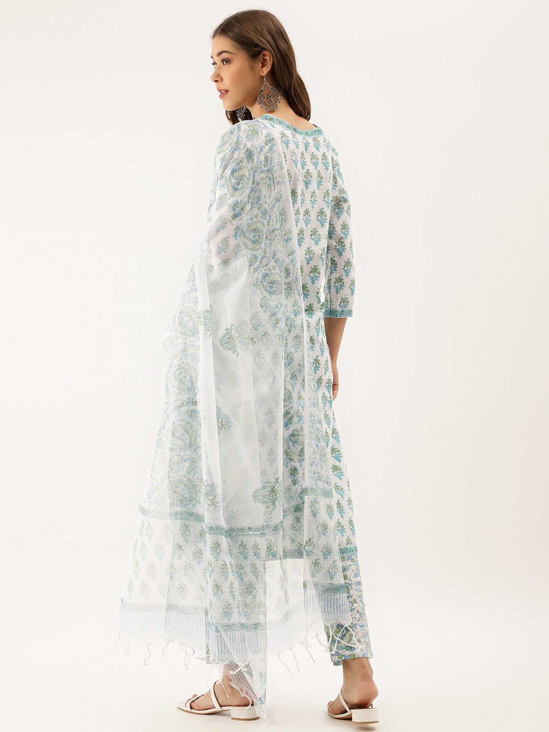 Light-Green-Cotton-Hand-Block-Print-3-Piece-Kurta-Set