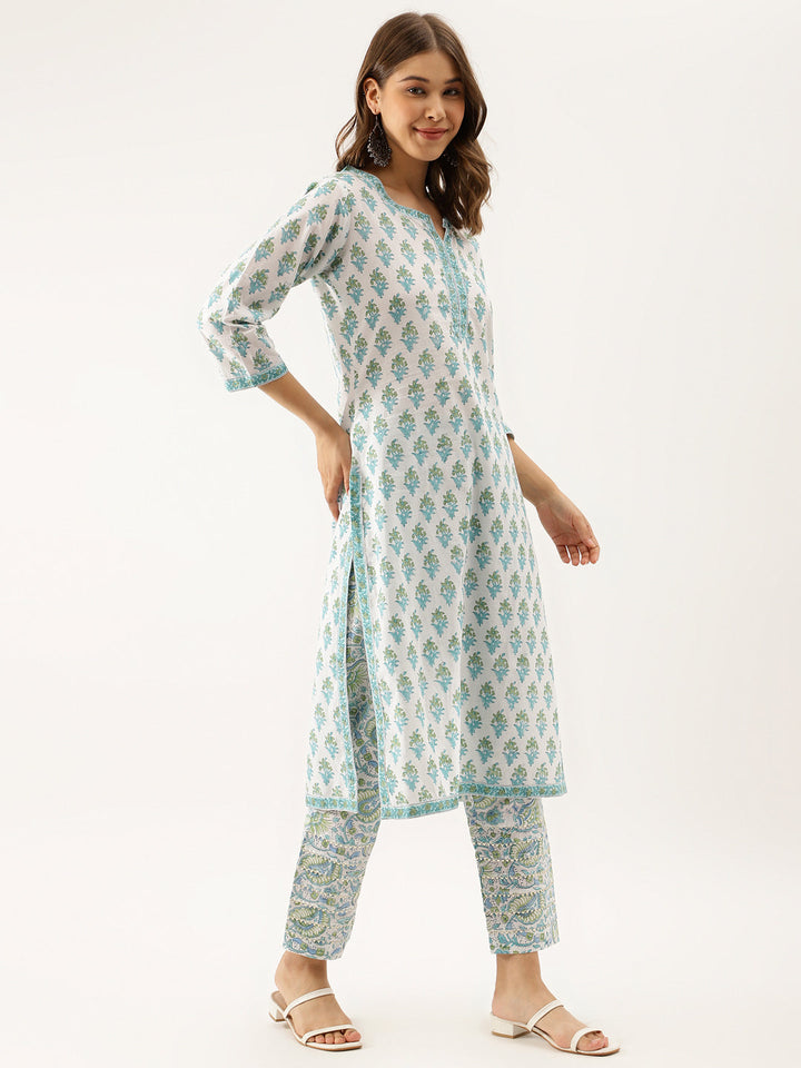 Light-Green-Cotton-Hand-Block-Print-3-Piece-Kurta-Set