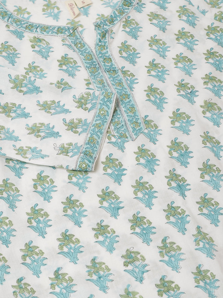 Light-Green-Cotton-Hand-Block-Print-3-Piece-Kurta-Set