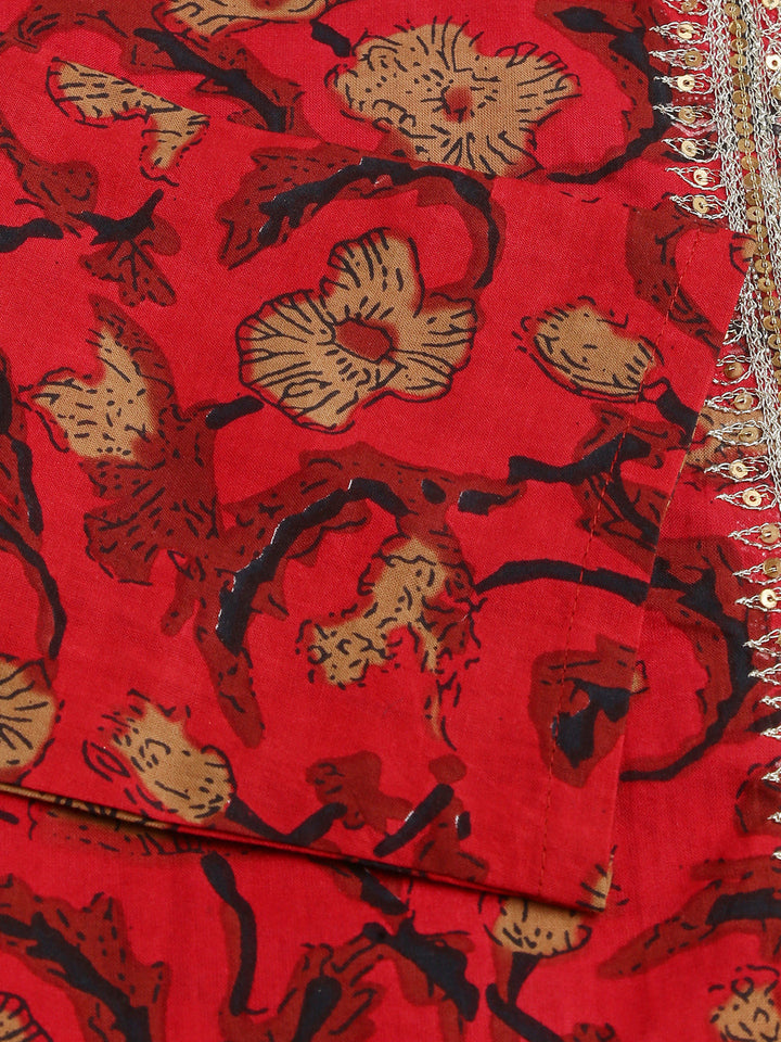 Maroon-Cotton-Floral-Printed-2-Piece-Kurta-Set