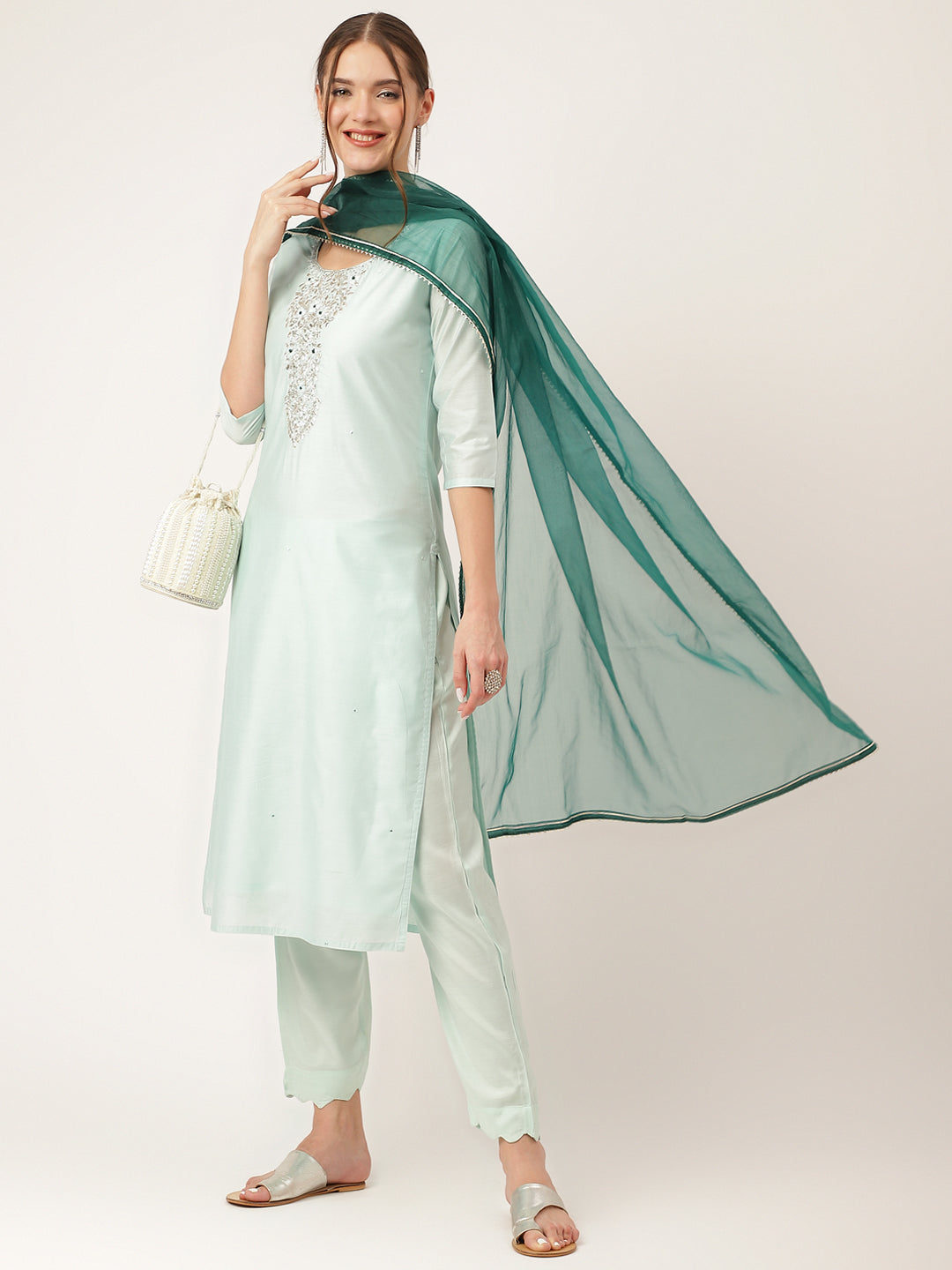 Sea-Green-Chanderi-Embroidered-3-Piece-Kurta-Set