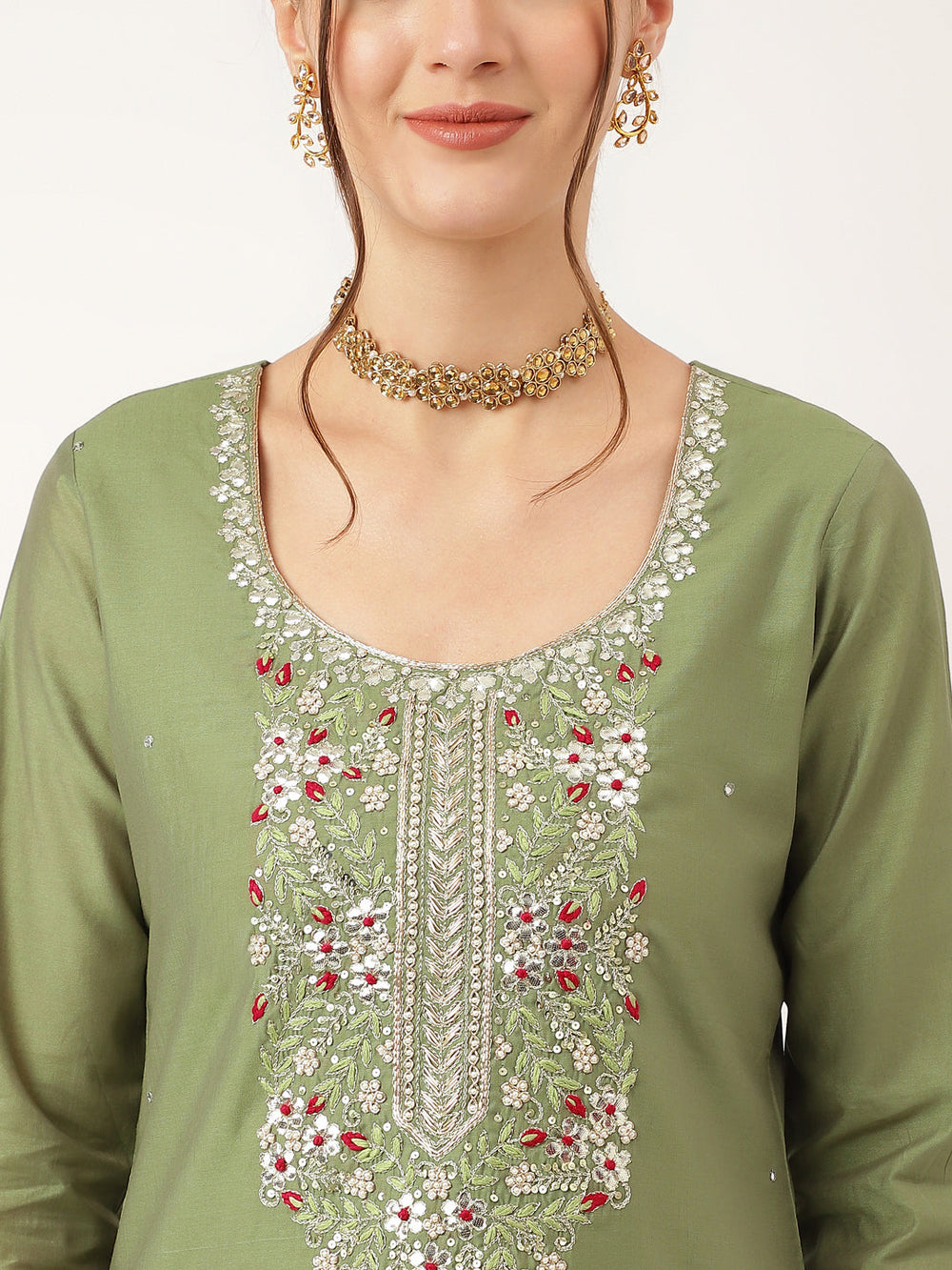 Green-Chanderi-Embroidered-3-Piece-Kurta-Set