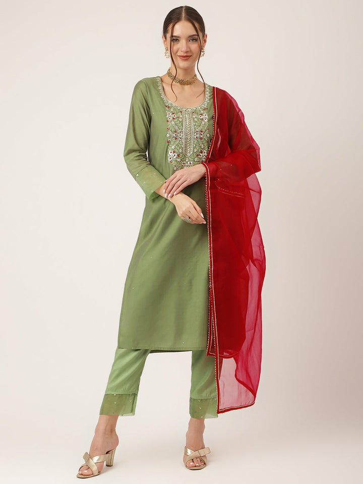 Green-Chanderi-Embroidered-3-Piece-Kurta-Set