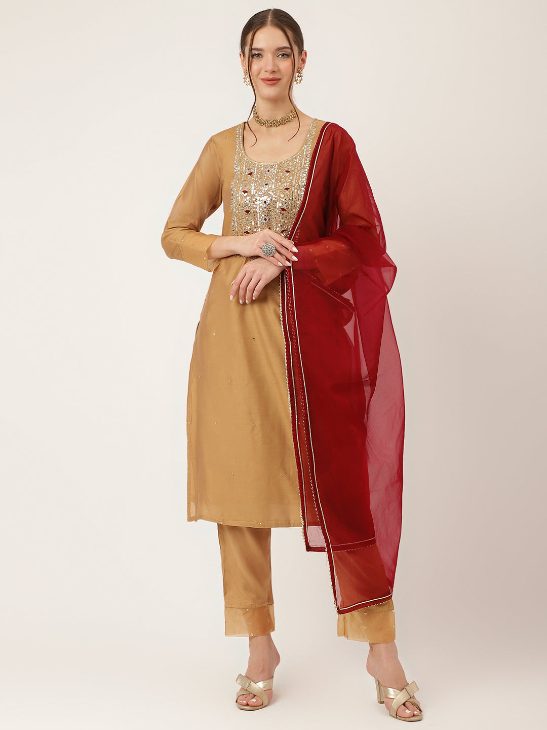 Brown-Chanderi-Embroidered-3-Piece-Kurta-Set