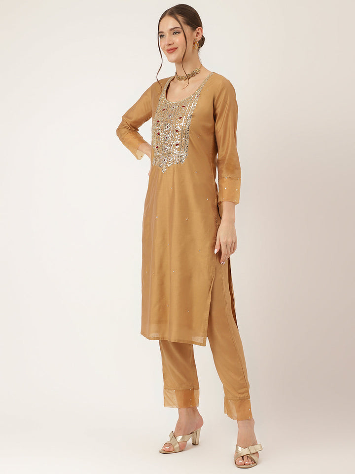 Brown-Chanderi-Embroidered-3-Piece-Kurta-Set