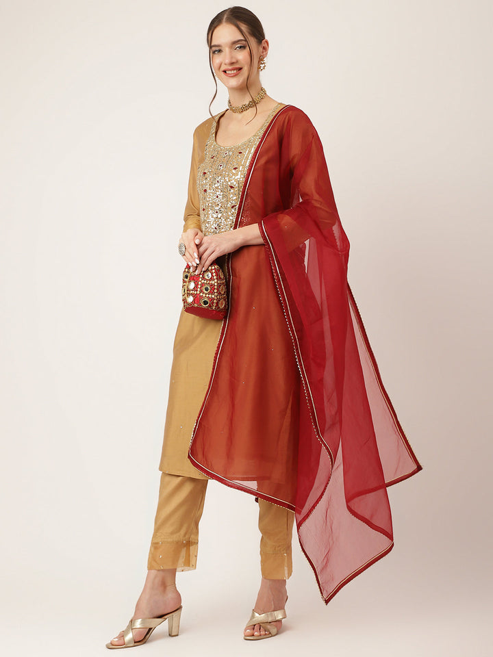 Brown-Chanderi-Embroidered-3-Piece-Kurta-Set