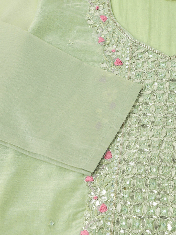 Green-&-Pink-Chanderi-Embroidered-3-Piece-Kurta-Set