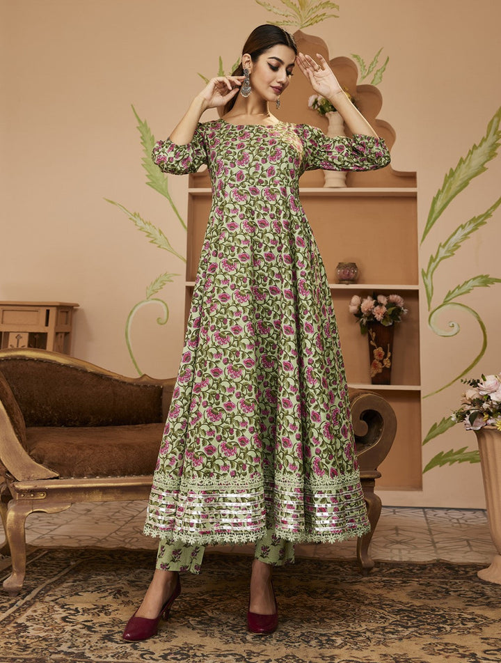 Green-Cotton-Floral-Printed-2-Piece-Anarkali-Set