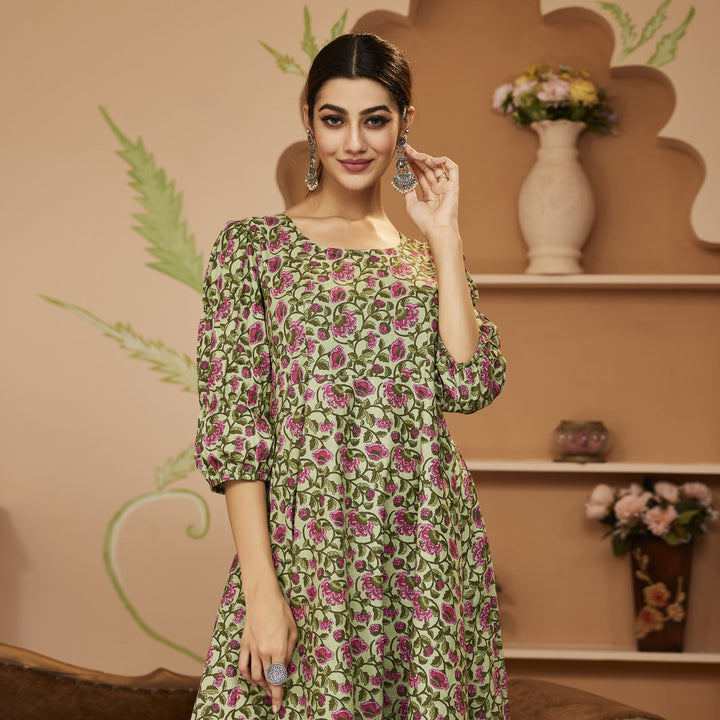 Green-Cotton-Floral-Printed-2-Piece-Anarkali-Set