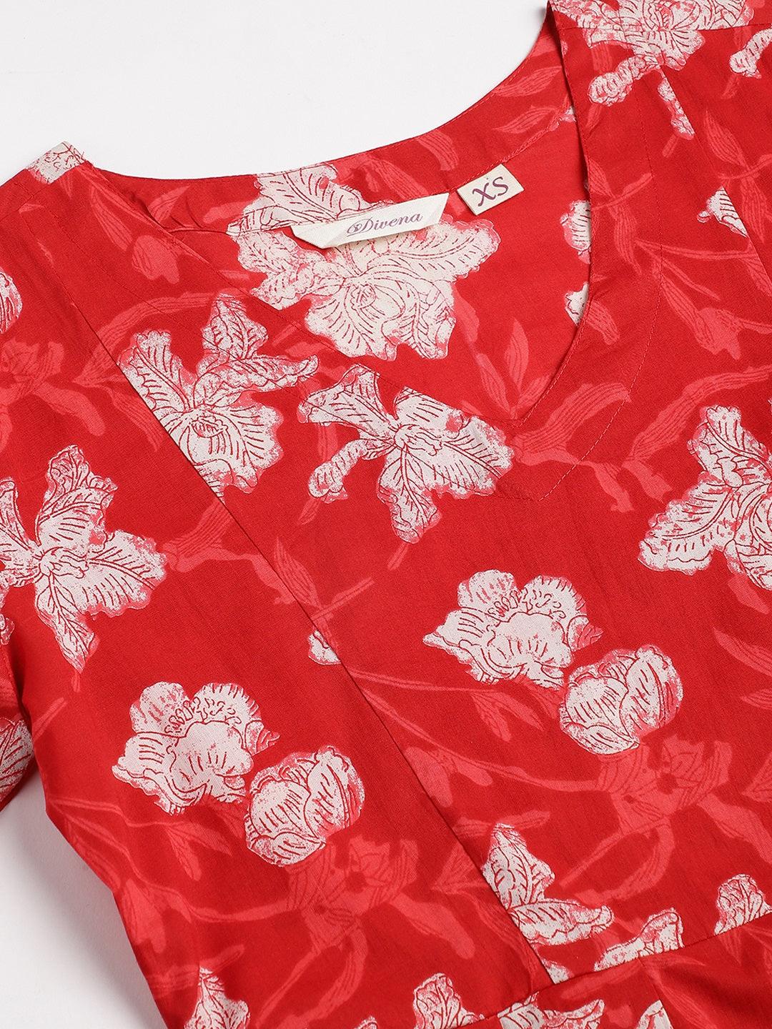 Red-Cotton-Peplum-Co-Ords-Sets