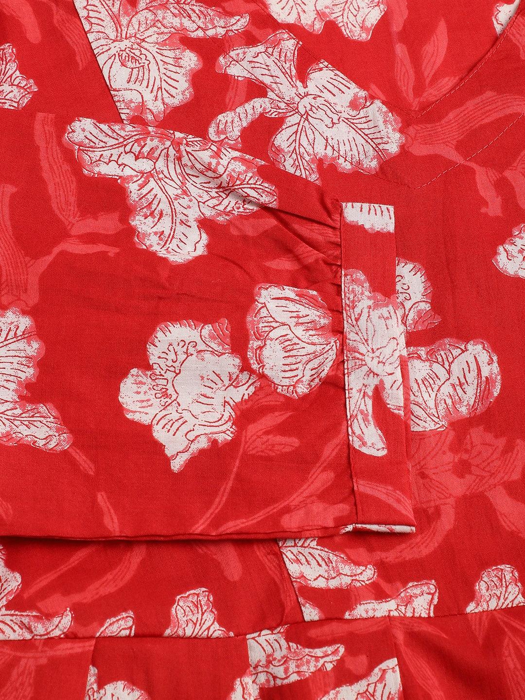 Red-Cotton-Peplum-Co-Ords-Sets