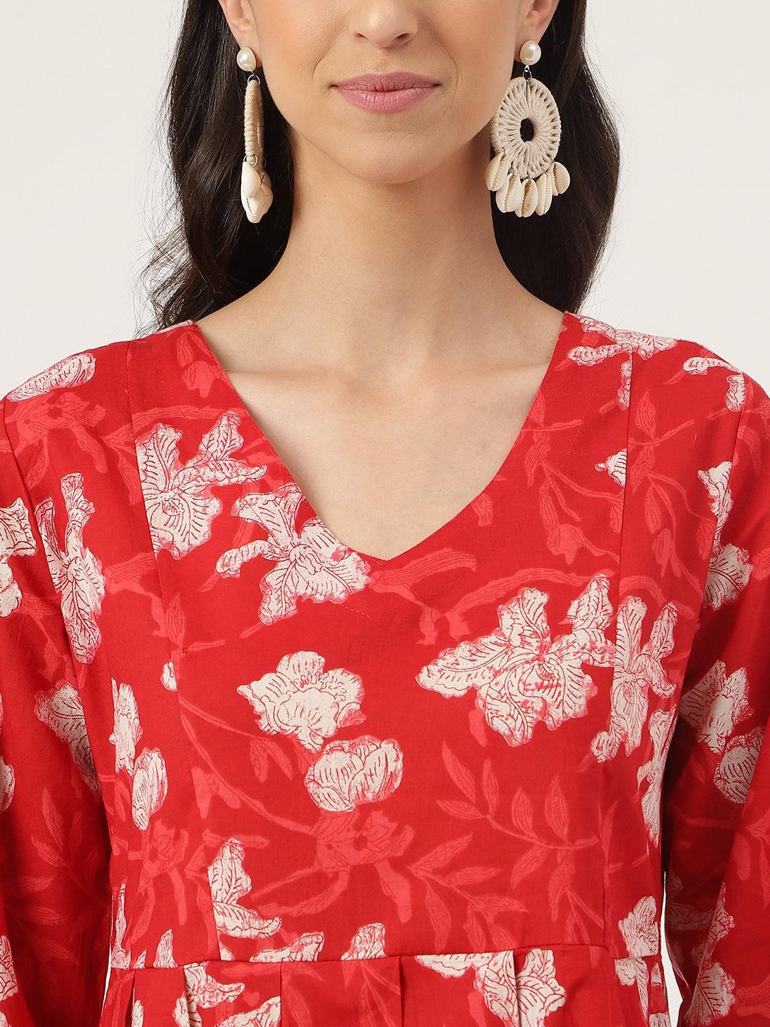 Red-Cotton-Peplum-Co-Ords-Sets