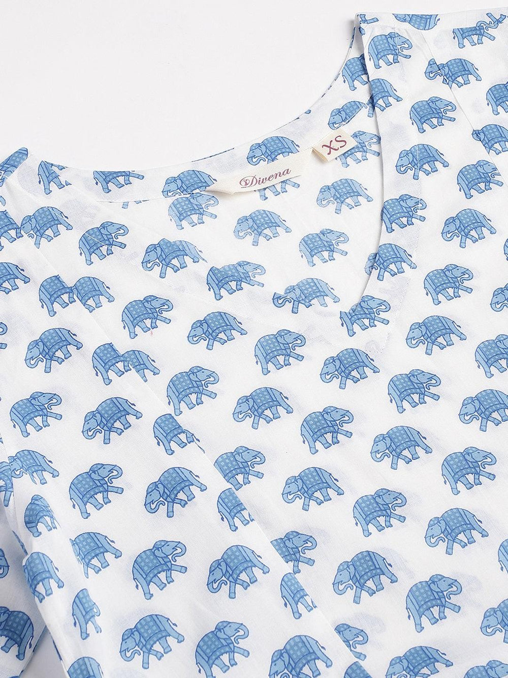 White-Cotton-Animal-Print-Peplum-Co-Ords-Sets