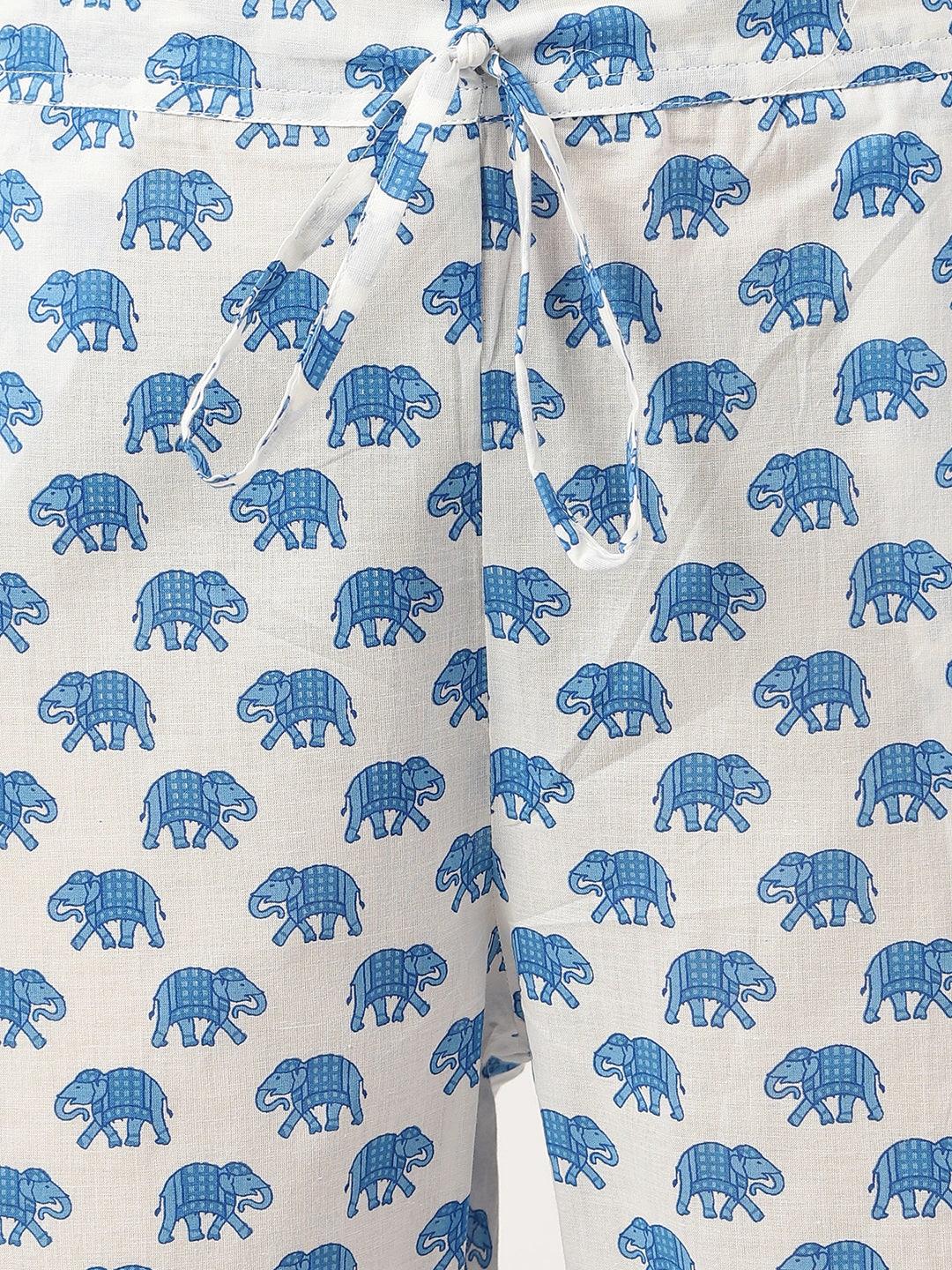 White-Cotton-Animal-Print-Peplum-Co-Ords-Sets