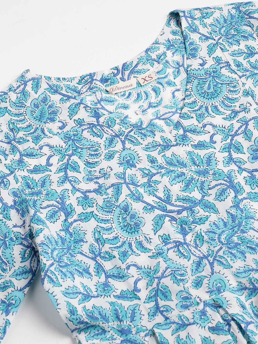 White-Cotton-Floral-Printed-Peplum-Co-Ords-Sets