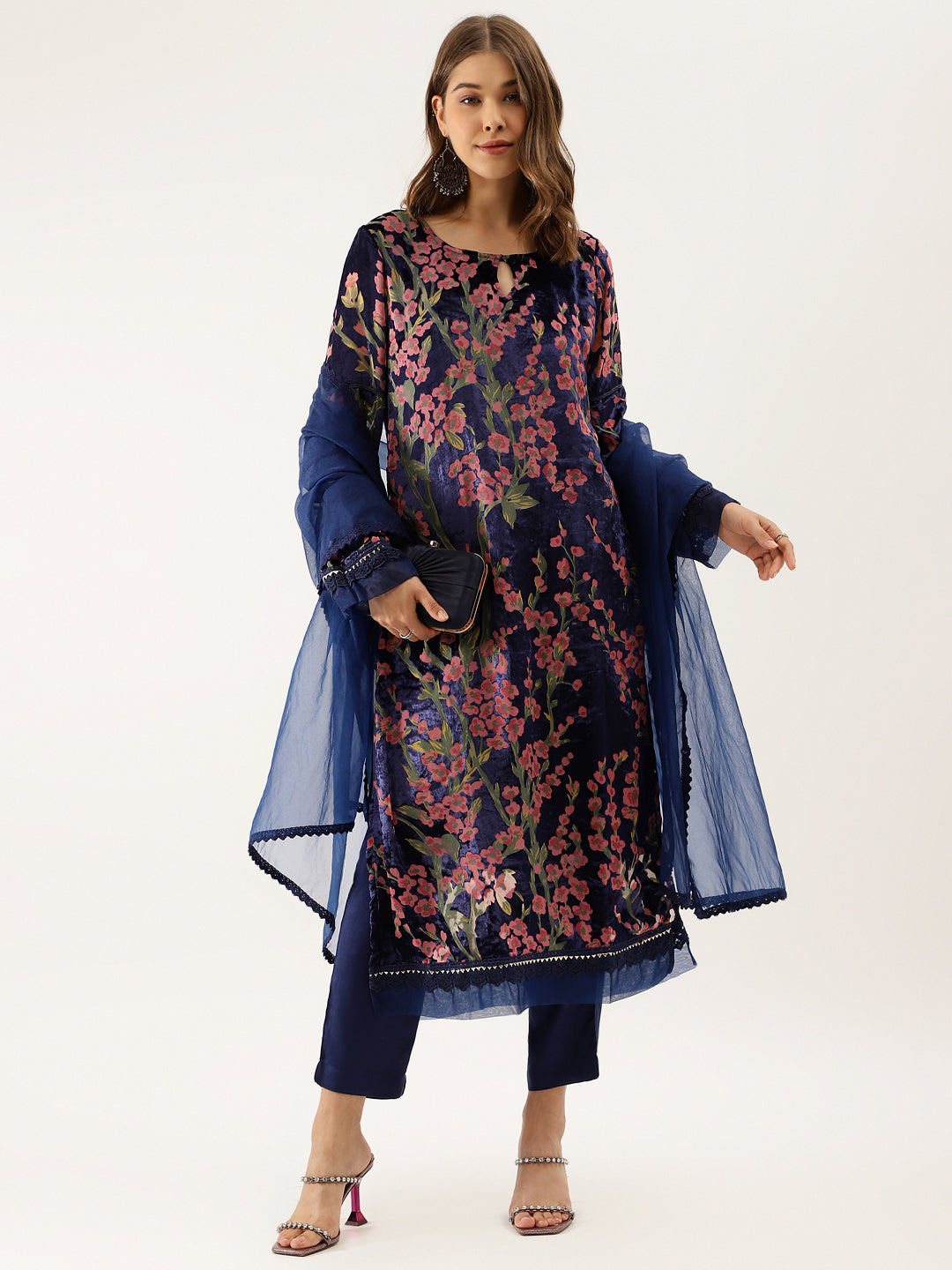 Blue-Velvet-Floral-Burnout-3-Piece-Kurta-Sets