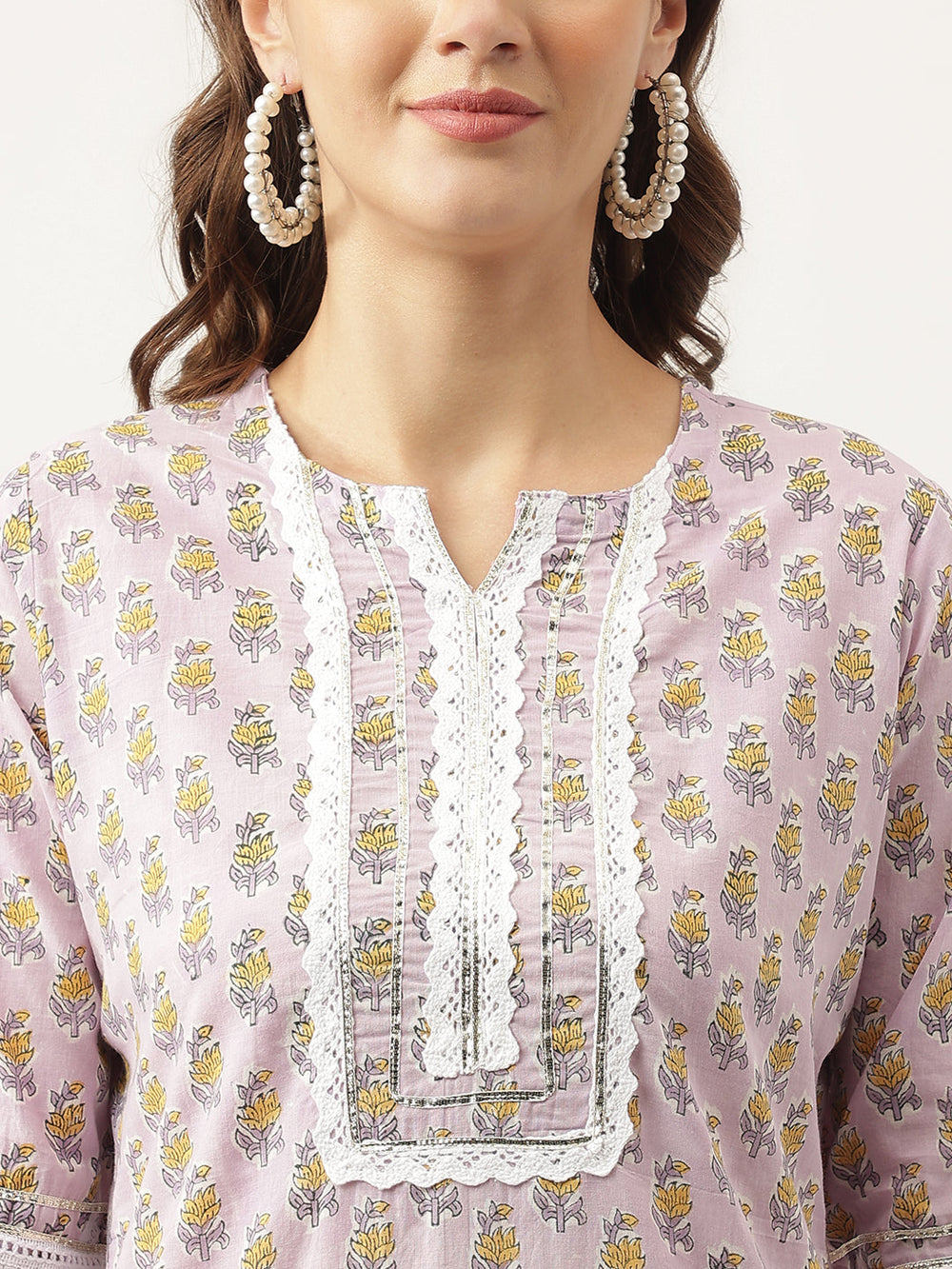 Lavender-Cotton-Hand-Block-Floral-Printed-3-Piece-Kurta-Set