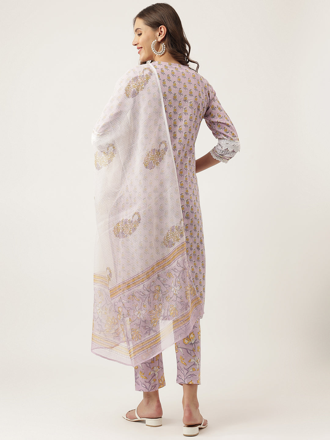 Lavender-Cotton-Hand-Block-Floral-Printed-3-Piece-Kurta-Set